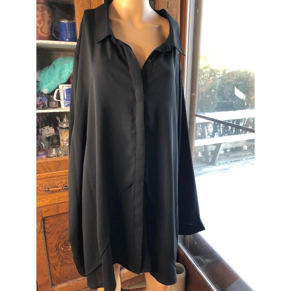 Roaman's Black Collared Long Sleeve Button Up Shirt  36W